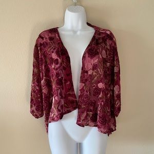 F21 Floral Velvet Cardigan